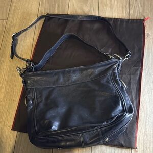 Vintage Coach F14706 Black Leather Shoulder Bag – With Dust Bag
